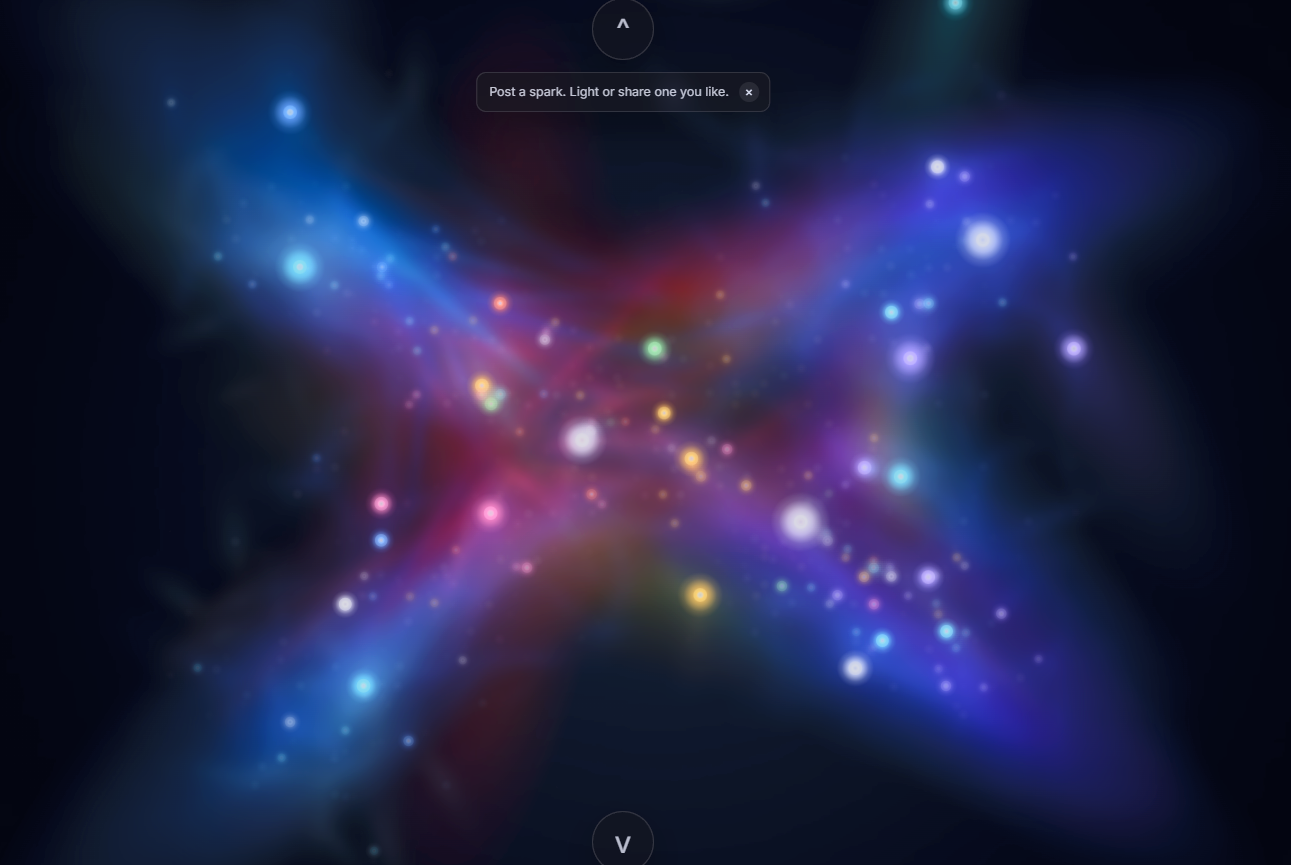 A glimpse of Nebula, Amintira's constellation of colourful glowing sparks
